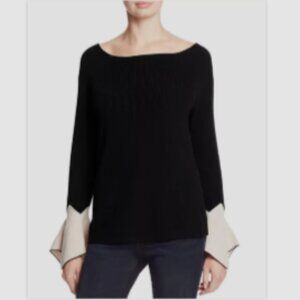 Antonio Melani 100% Wool Long Ribbed Sleeve Sweater Black & Cream Size Medium